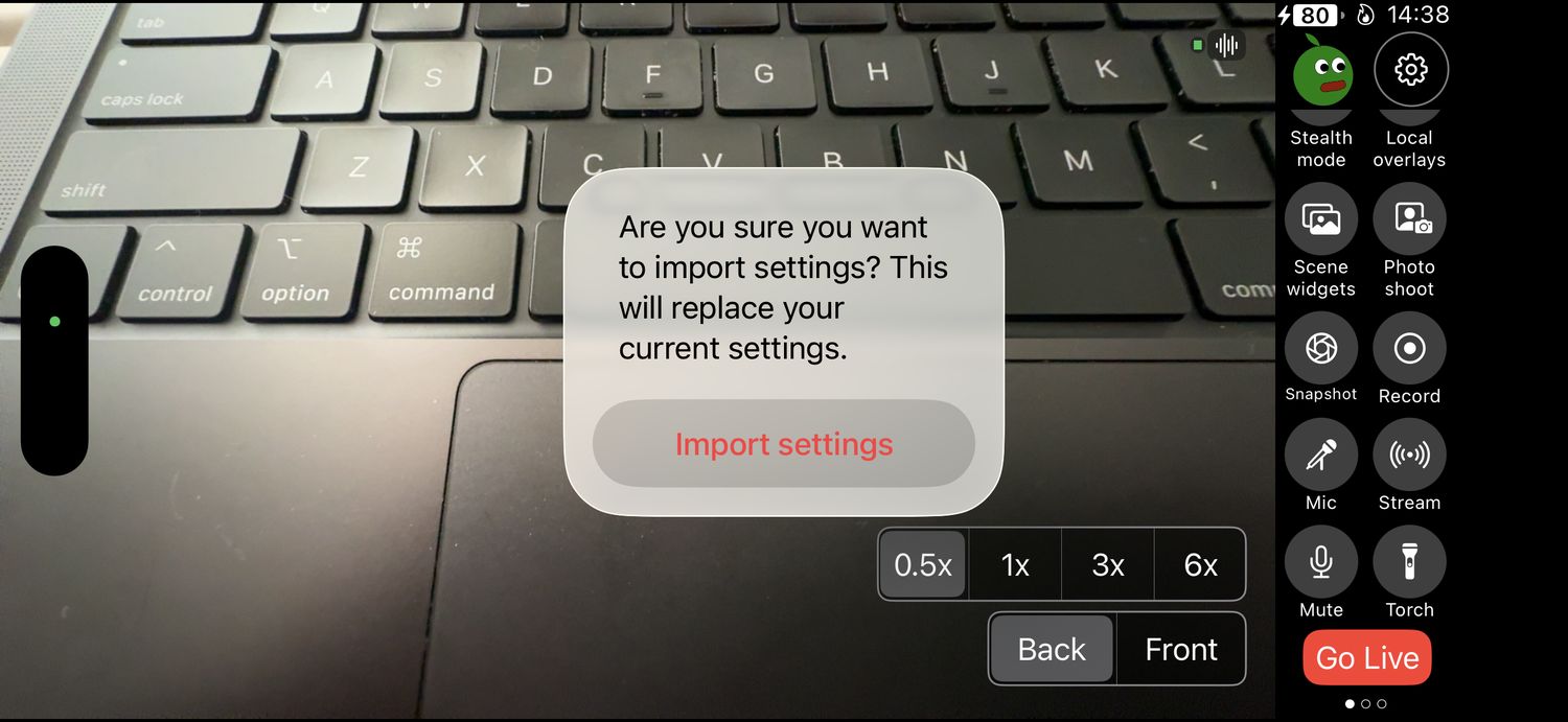 Import settingsを押す