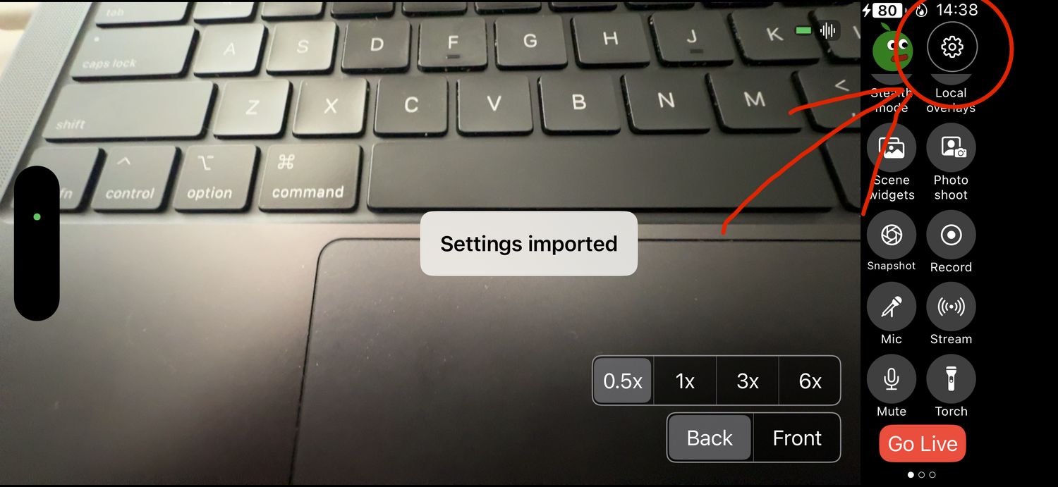 Settings imported
